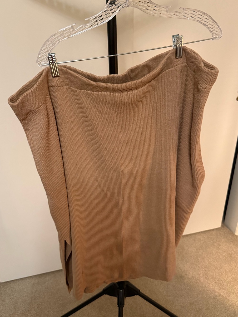 Ava & Viv Ribbed Midi Skirt in Camel Brown